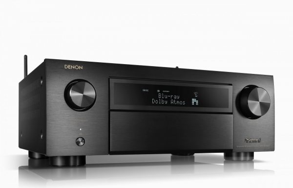 Front of Denon AVC-X6700H AV Receiver angling away to the right.
