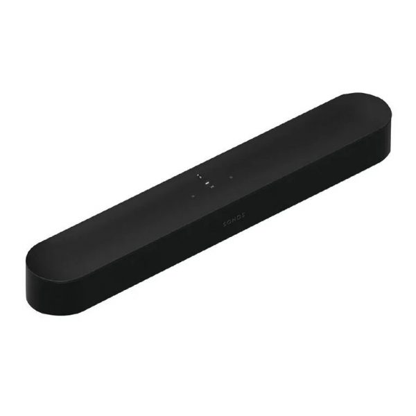 Upper image of Black Sonos Beam Gen 2 angling away to the right