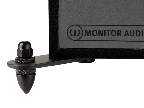 Closeup showing the foot spike of the Monitor Audio Monitor 200.