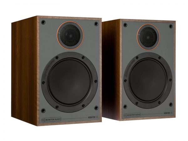 Pair of Walnut Monitor Audio Monitor 100 without speaker grills