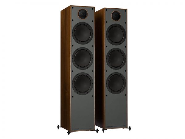Pair of Walnut Monitor Audio Monitor 300 without speaker grills