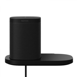 Image of Black Sonos Shelf for One and Play:1 with speaker installed.