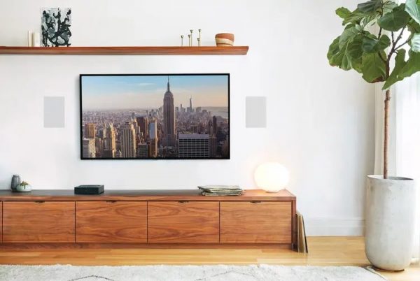 Image showing Sonos In-Wall Speaker installed on either side of TV screen