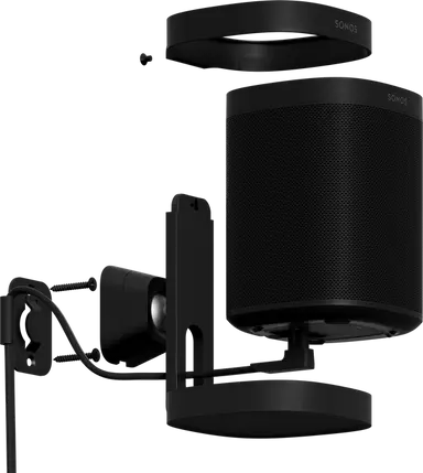 Black Sonos One Wall Mount expanded with speaker attached