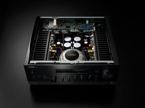 Internal view of Yamaha R-N2000A Network Receiver showing components.