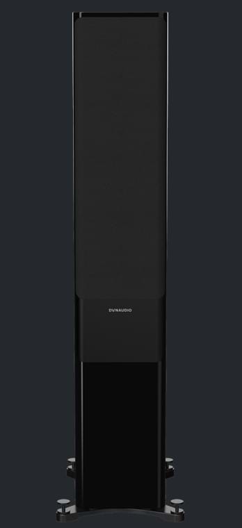 Black Dynaudio Contour 30i Floorstanding Speaker forwarding facing camera with speaker grill on