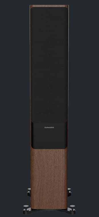Front on photo of Dynaudio Contour 30i Floorstanding Speaker Walnut with speaker grill
