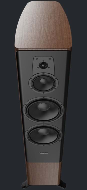 Walnut Dynaudio Contour 60i Floorstanding downward facing from front