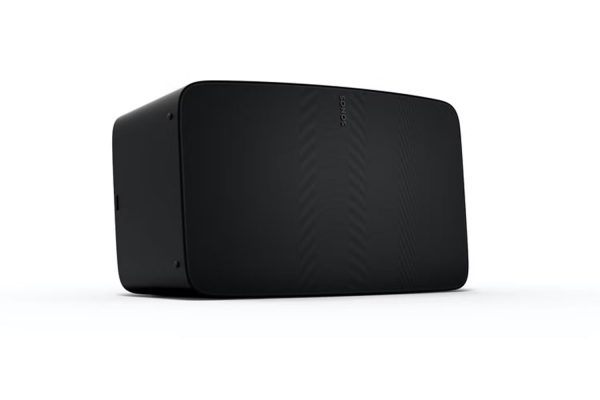 Front photo of Black Sonos Five Premium Speaker angling away to the right