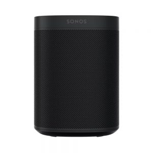 Forward facing image of black Sonos One SL Smart Speaker