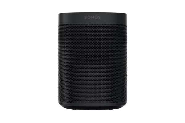 Forward facing image of black Sonos One SL Smart Speaker