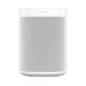 Forward image of white Sonos One SL Smart Speaker